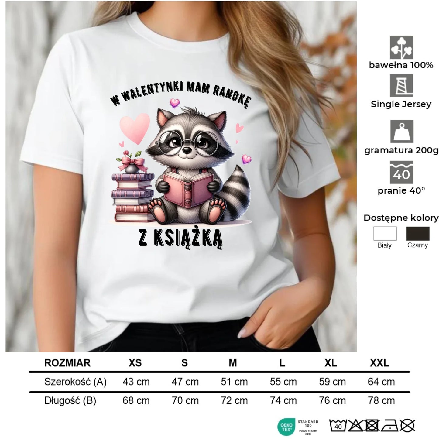 Koszulka damska na Walentynki dla mola książkowego – Mam randkę z książką W20 - StoryCups.pl