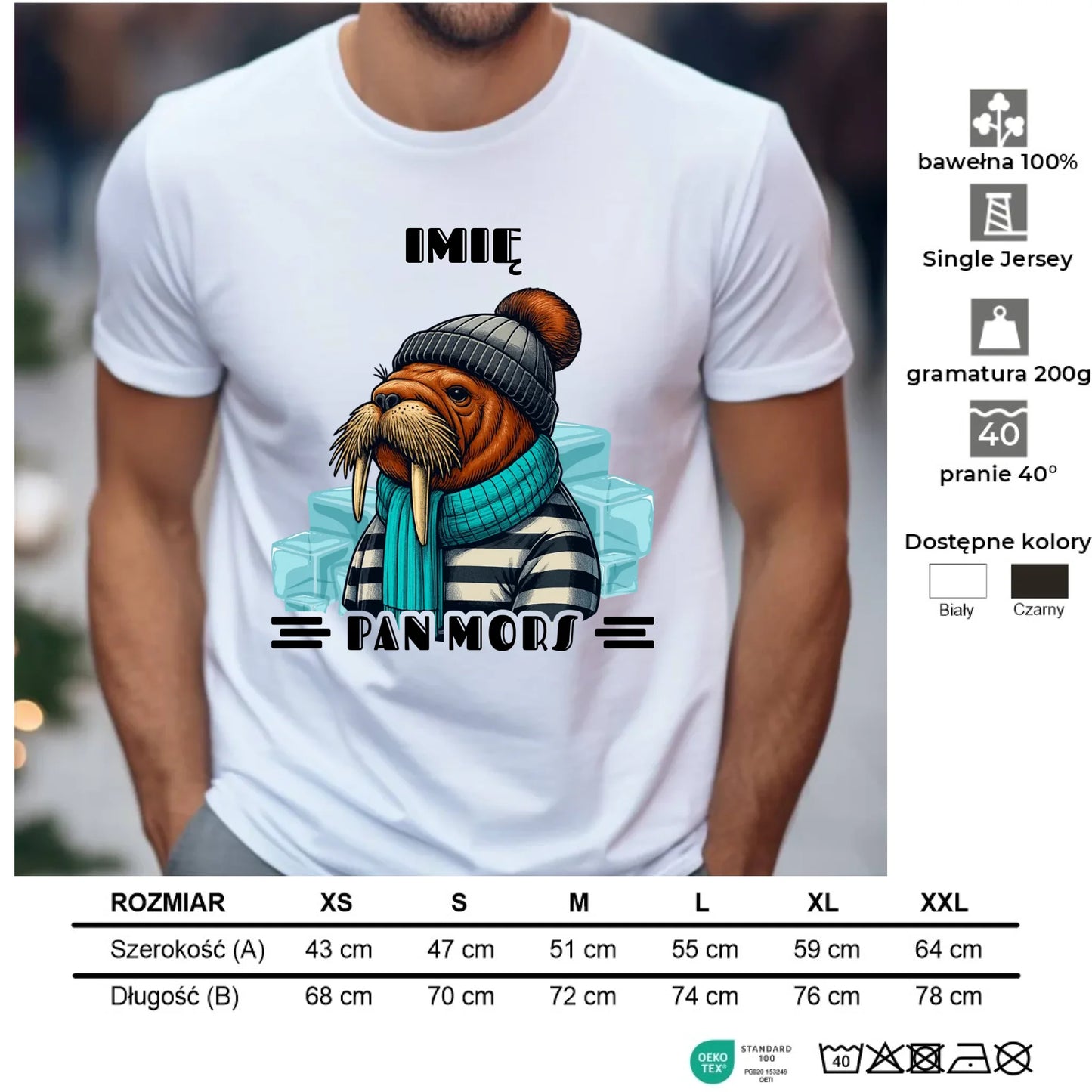 Koszulka męska - prezent dla morsa - Pan Mors - personalizowana HM15 - StoryCups.pl