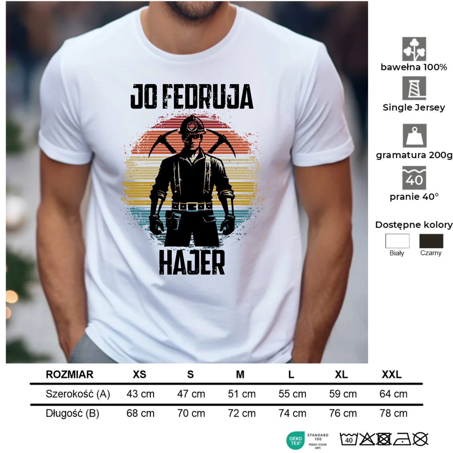 Koszulka męska - prezent dla górnika - Jo fedruja Hajer G26 - StoryCups.pl