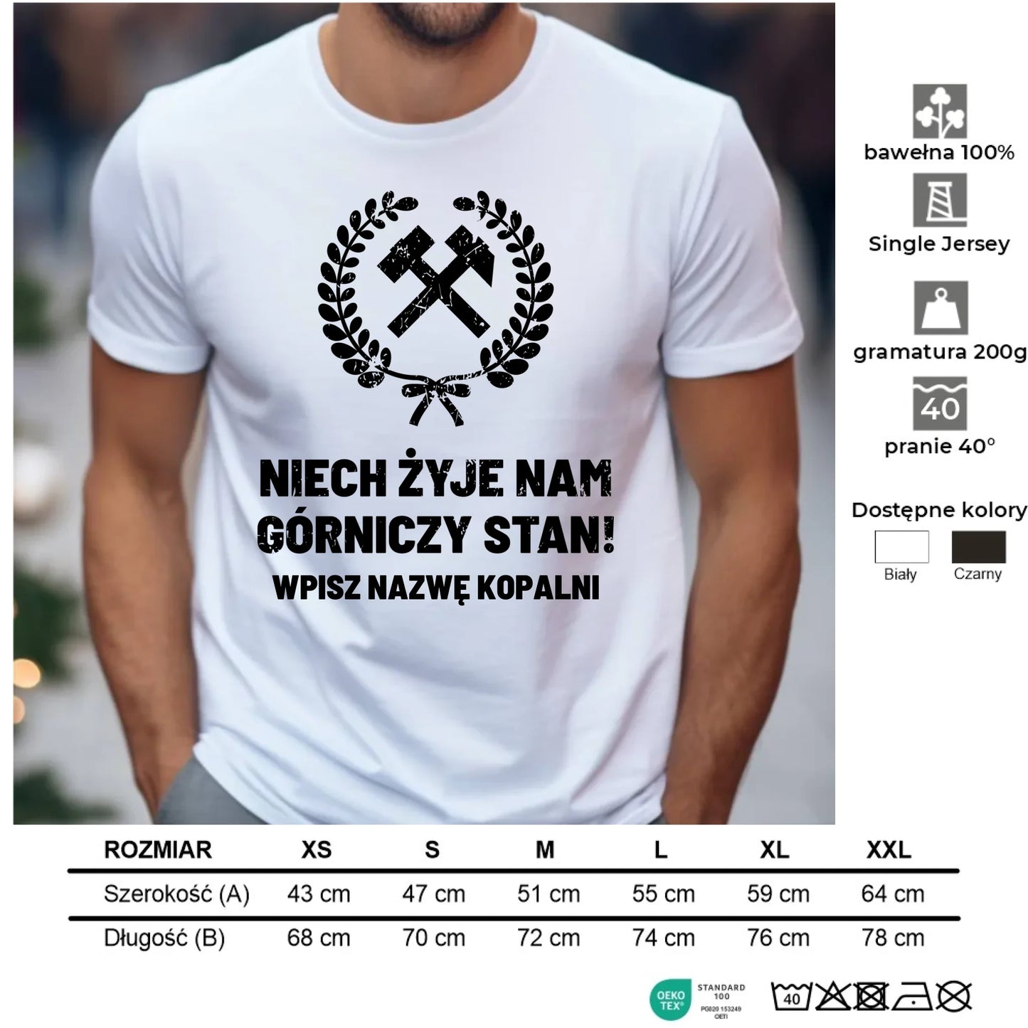 Koszulka męska - prezent dla górnika - Niech żyje nam górniczy stan - personalizowana G24 - StoryCups.pl