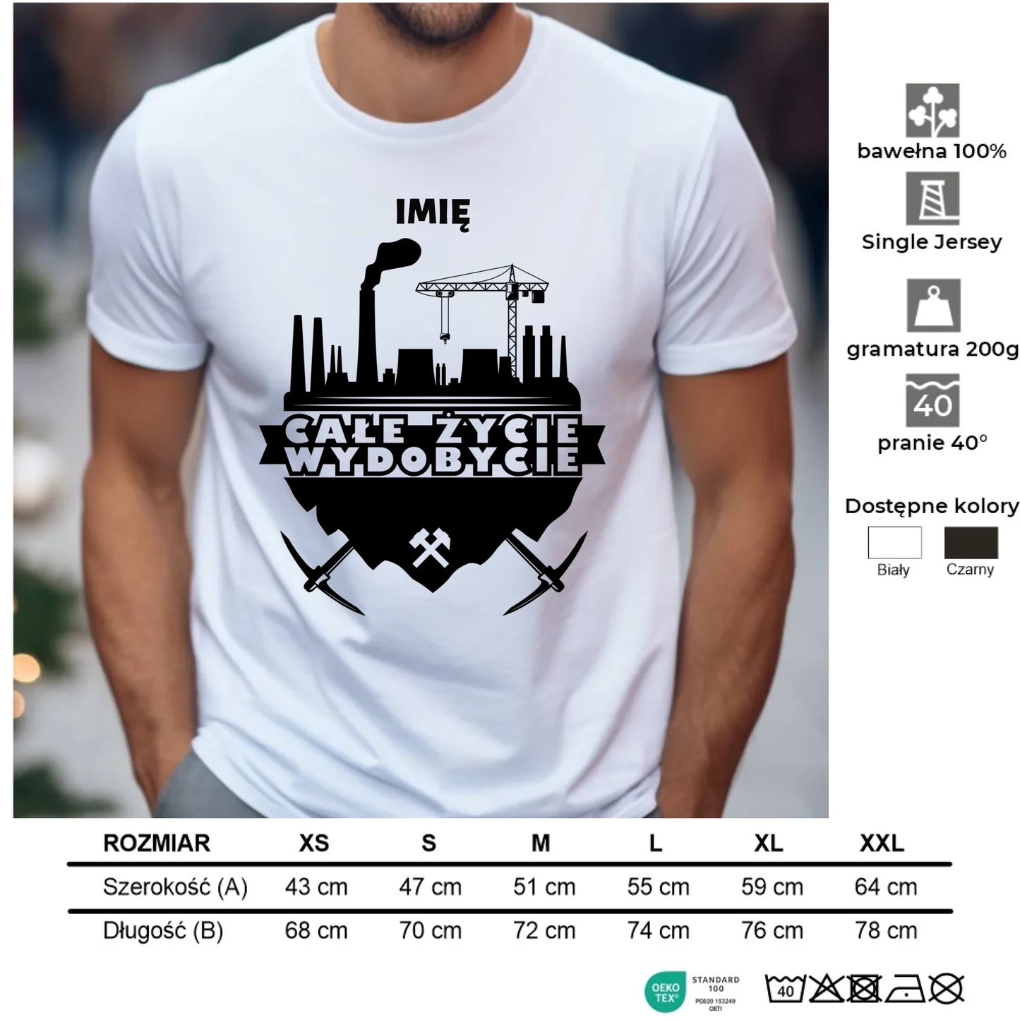 Koszulka męska - prezent dla górnika - Całe życie wydobycie - personalizowana G09 - StoryCups.pl