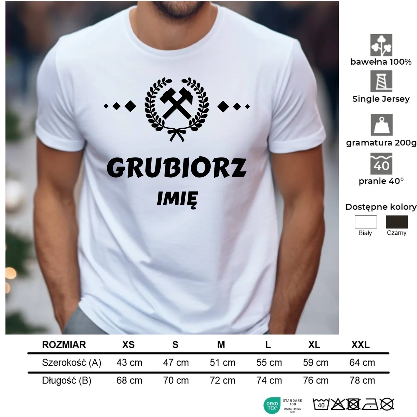 Koszulka męska - prezent dla górnika - Grubiorz - personalizowana G03 - StoryCups.pl