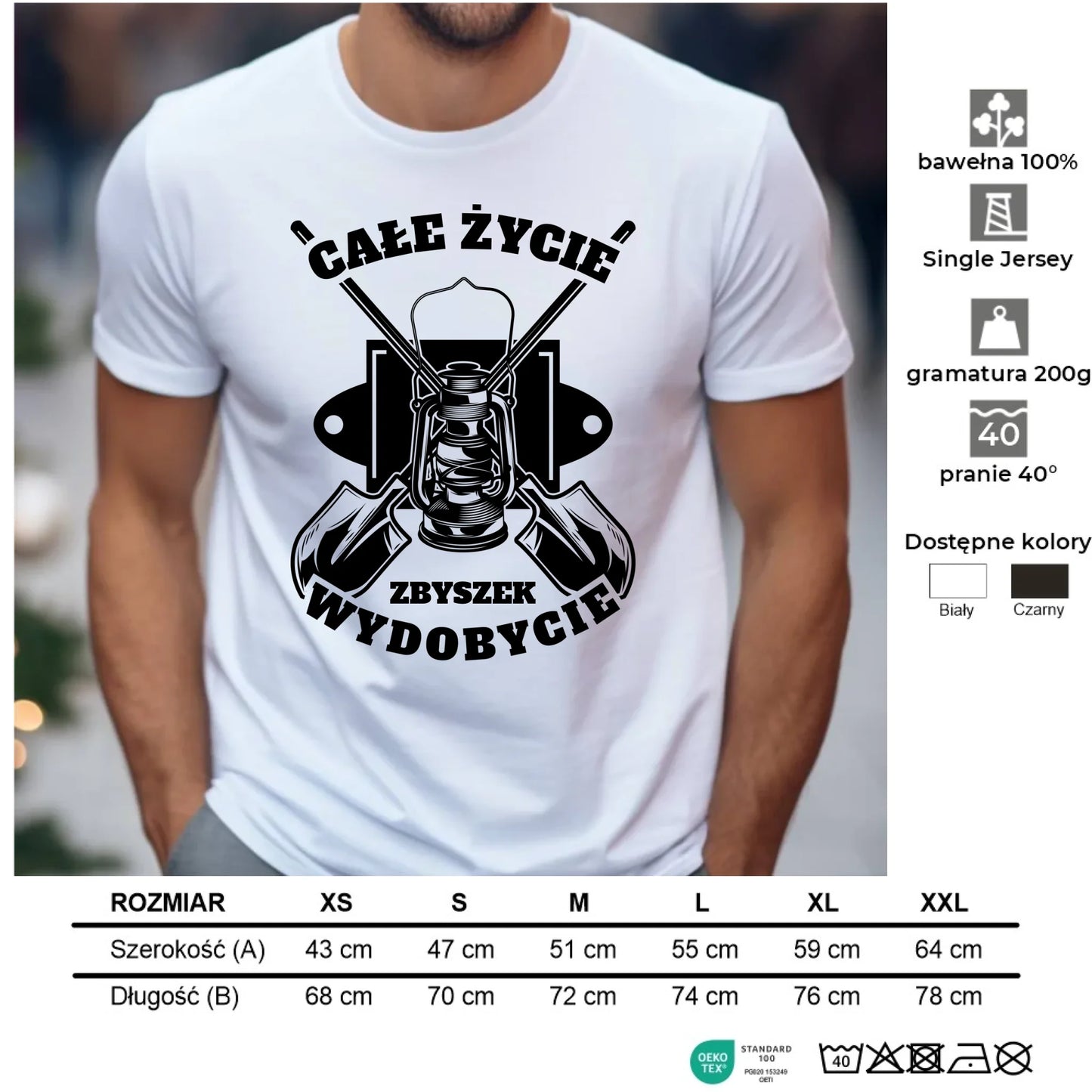 Koszulka męska - prezent dla górnika - Całe życie wydobycie - personalizowana G01 - StoryCups.pl