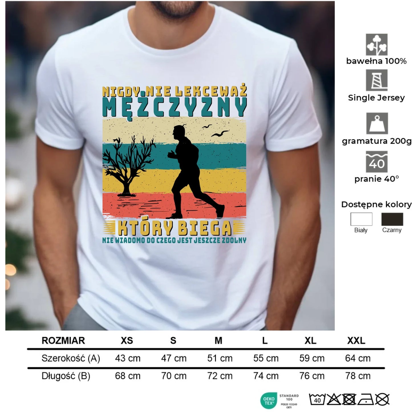 Koszulka męska dla biegacza - Nigdy nie lekceważ HB03 - StoryCups.pl