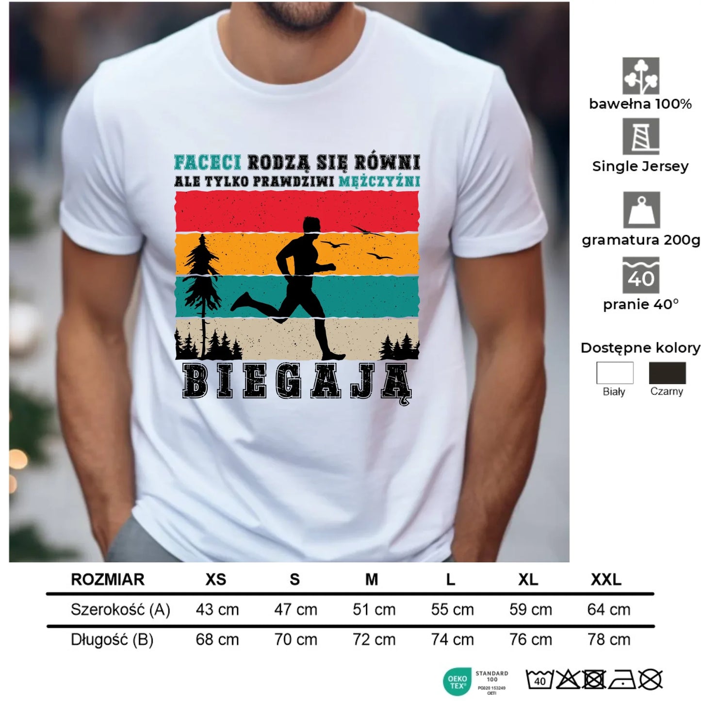 Koszulka męska dla biegacza - Prawdziwi mężczyźni biegają HB02 - StoryCups.pl