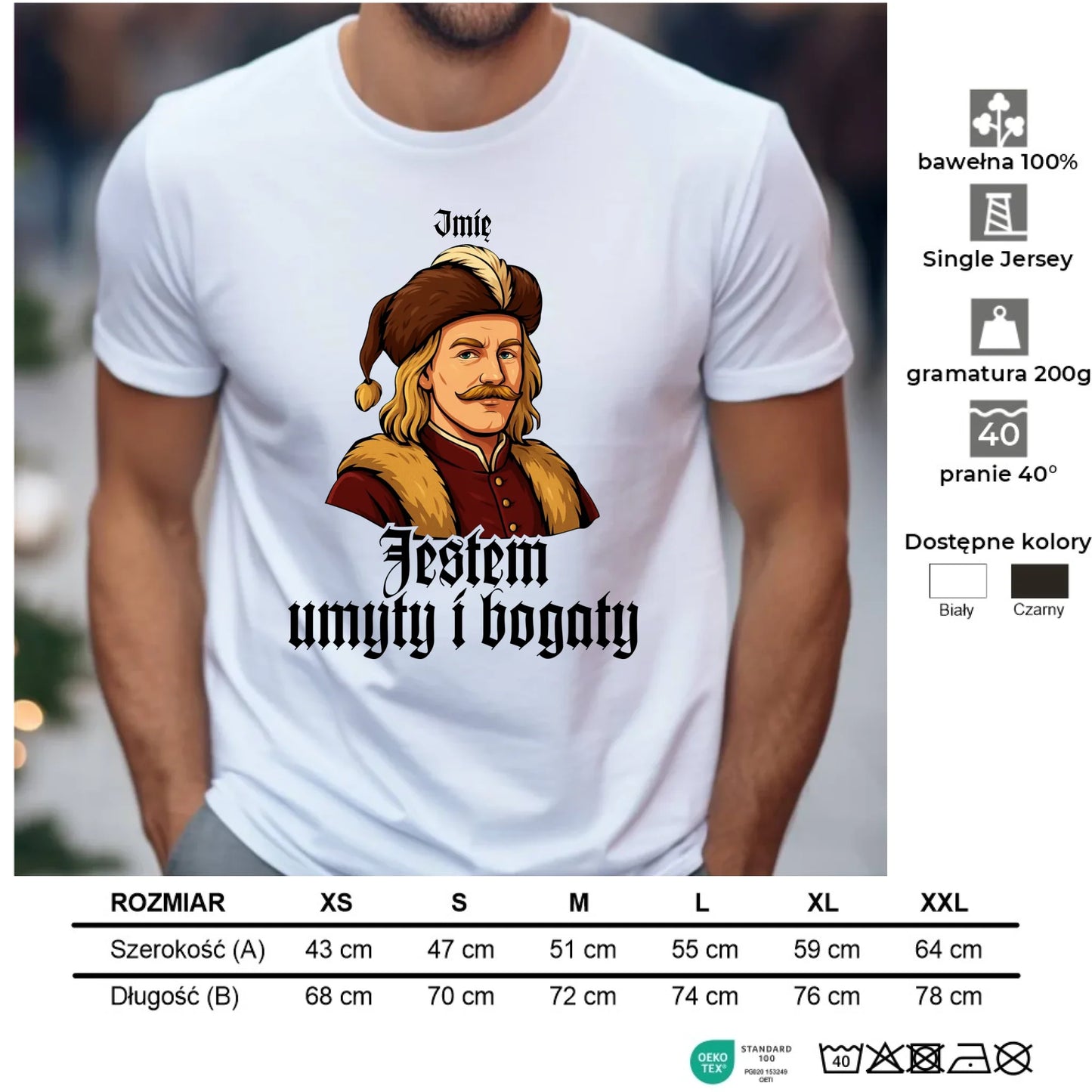 Koszulka męska - Jestem umyty i bogaty - dla fanów serialu 1670 - personalizowana H60 - StoryCups.pl