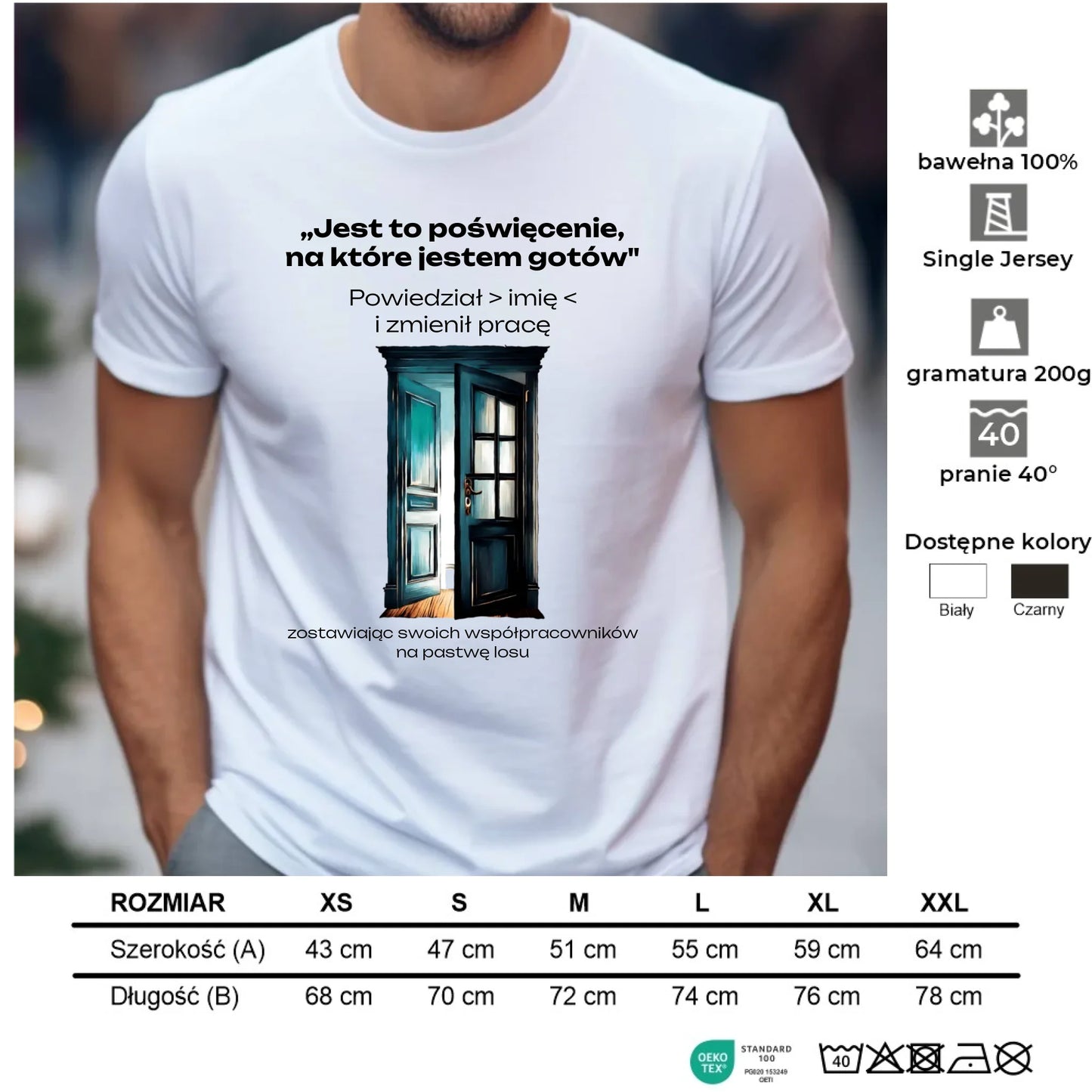 Koszulka męska na odejście z pracy - Poświęcenie, na które jestem gotów - personalizowana OP02 - StoryCups.pl