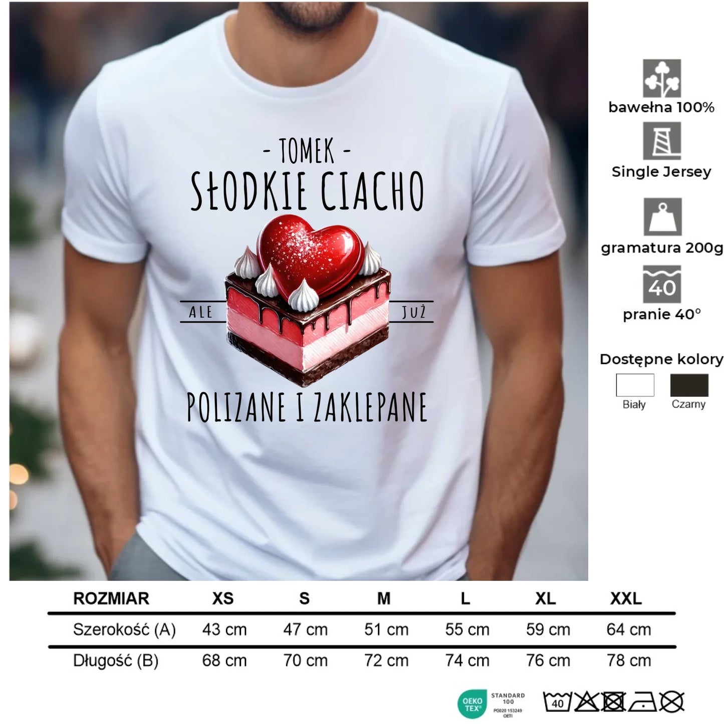 Koszulka męska - Słodkie ciacho polizane i zaklepane - personalizowana W36 - StoryCups.pl