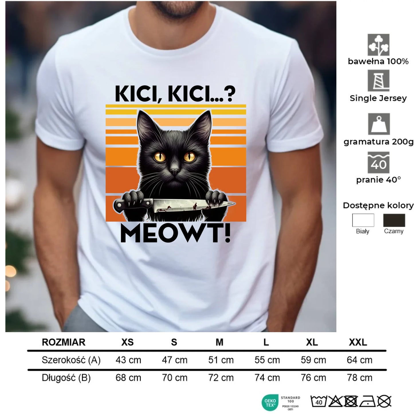 Koszulka męska - Kot z nożem - Kici, kici... MEOWT! HL17 - StoryCups.pl
