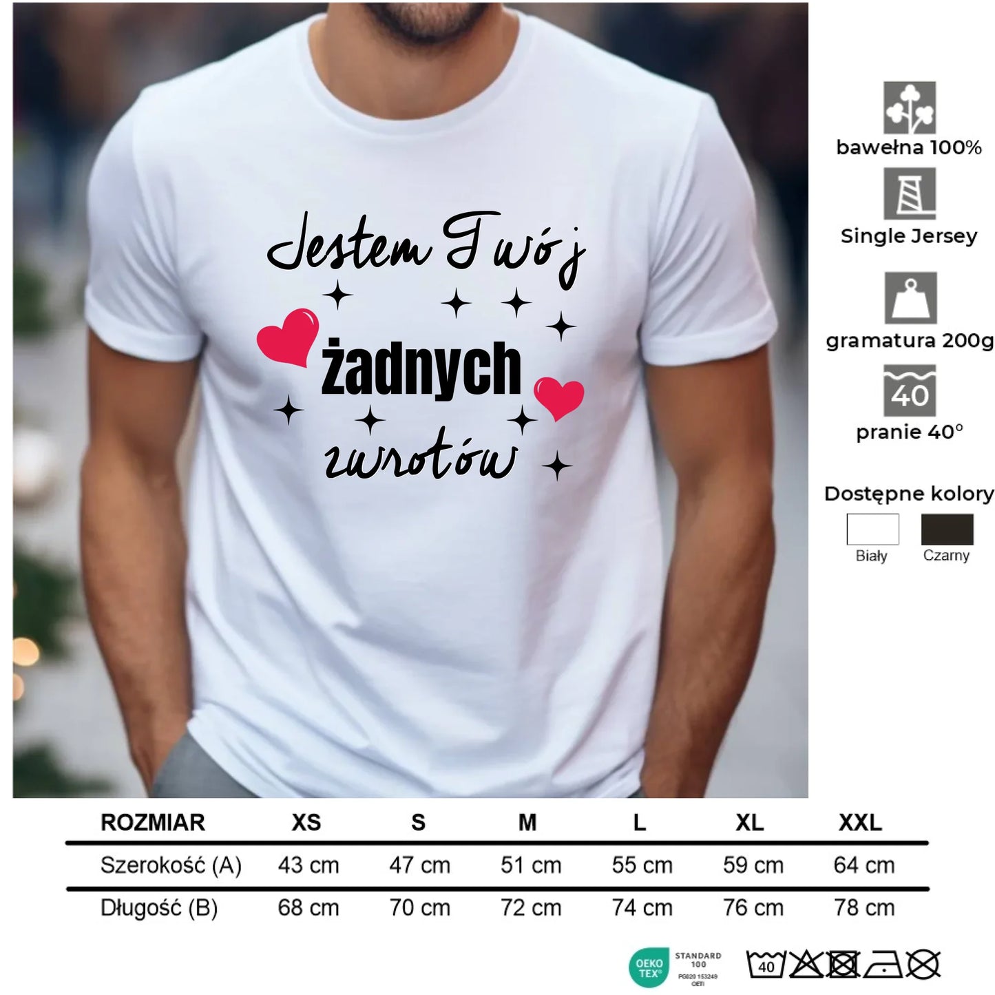 Koszulka męska - Jestem Twój żadnych zwrotów W29 - StoryCups.pl