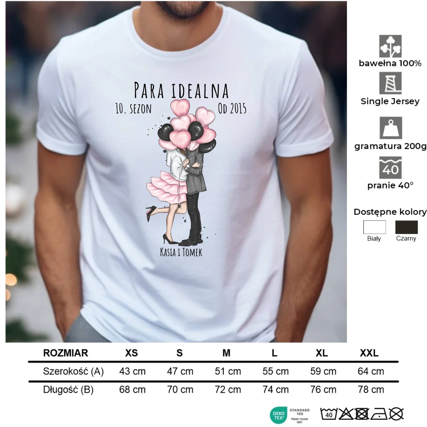 Koszulka męska dla par - prezent na rocznicę - Para idealna - personalizowana W11 - StoryCups.pl