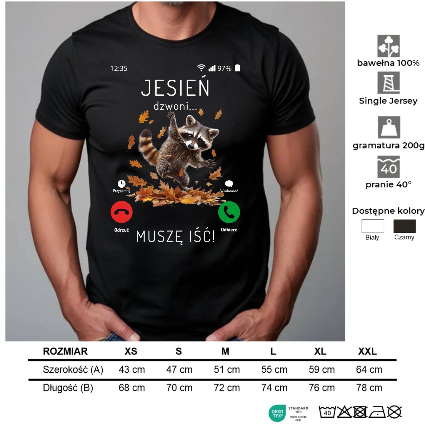 Koszulka męska jesienna - Jesień dzwoni muszę iść JS18 - StoryCups.pl