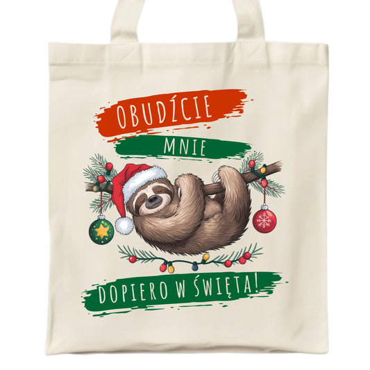 Torba świąteczna - Leniwiec - Obudźcie mnie dopiero w święta BN02 - StoryCups.pl