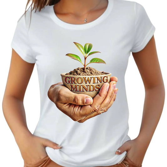 Koszulka damska dla nauczycielki - Growing minds N15 - StoryCups.pl