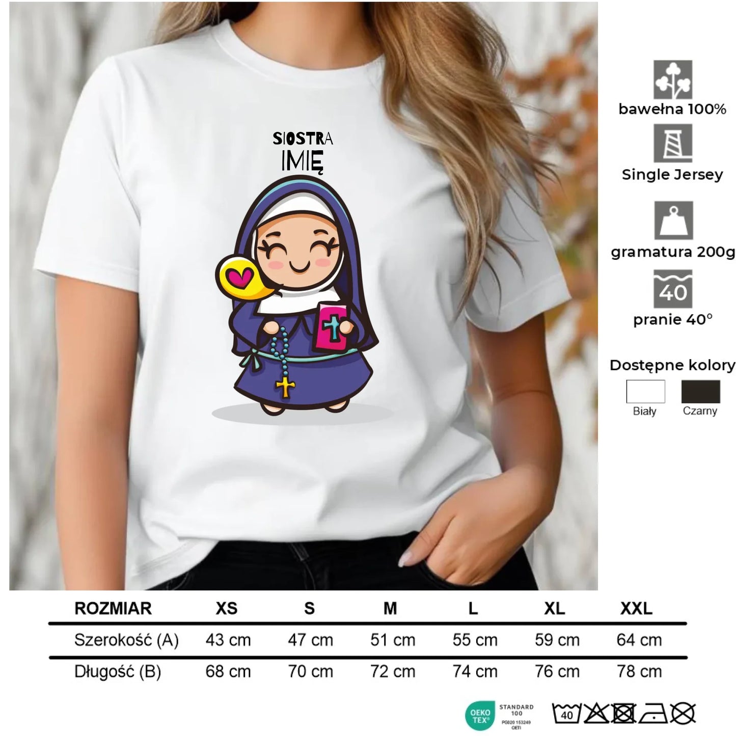 Koszulka damska dla siostry zakonnej - personalizowana N30 - StoryCups.pl