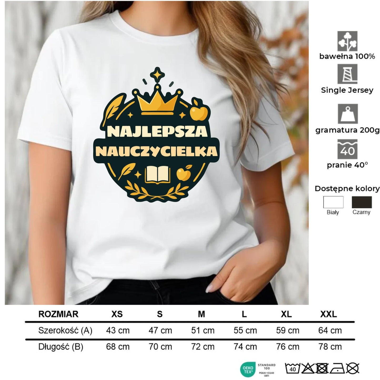 Koszulka damska dla nauczycielki - Najlepsza nauczycielka N38 - StoryCups.pl