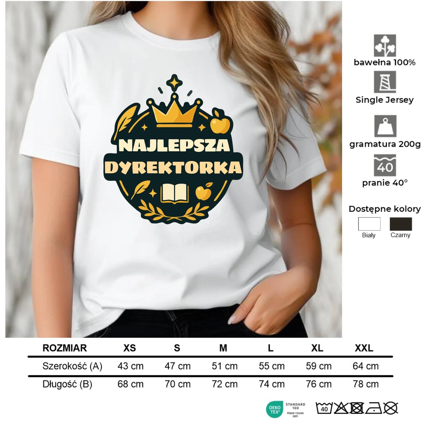 Koszulka damska dla dyrektorki szkoły - Najlepsza Dyrektorka N40 - StoryCups.pl