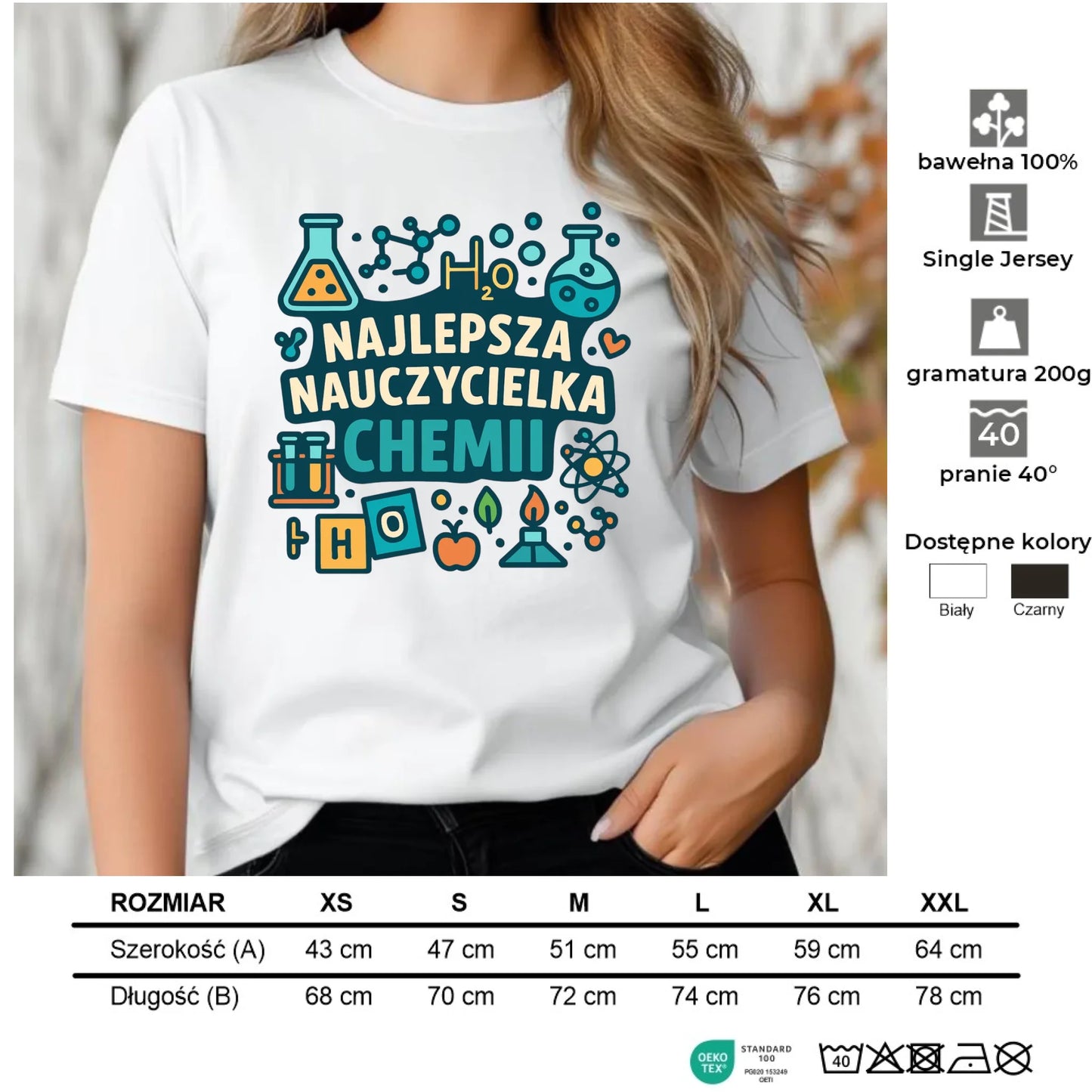 Koszulka damska dla nauczycielki - Najlepsza nauczycielka chemii N44 - StoryCups.pl