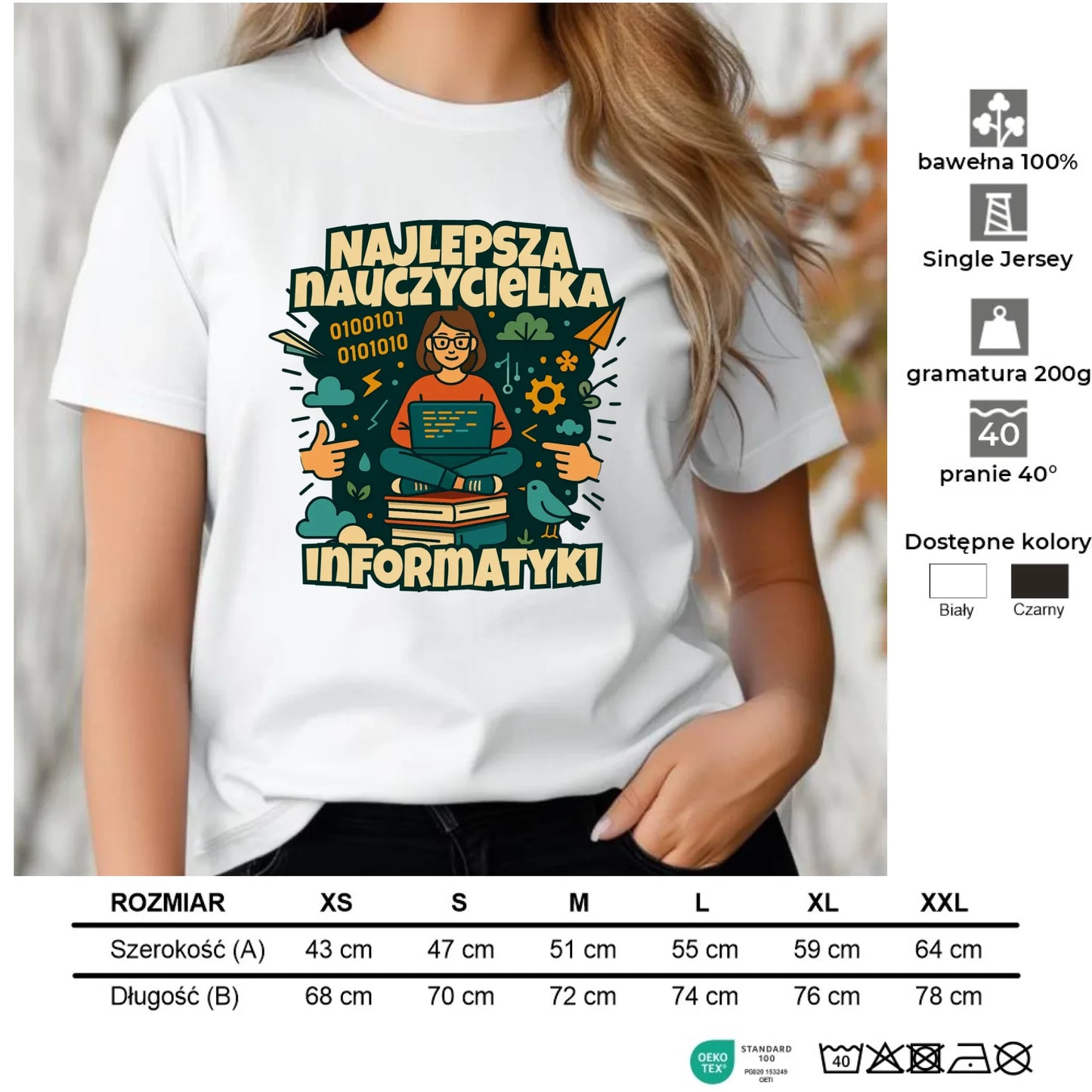 Koszulka damska dla nauczycielki - Najlepsza nauczycielka informatyki N51 - StoryCups.pl