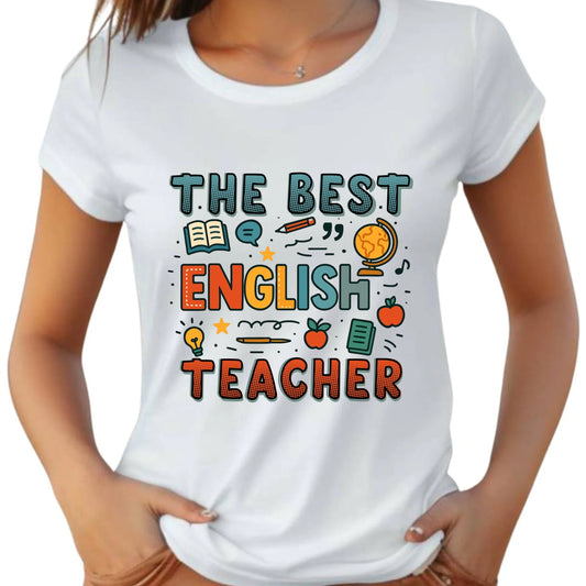 Koszulka damska dla nauczycielki angielskiego - The best english teacher N53 - StoryCups.pl