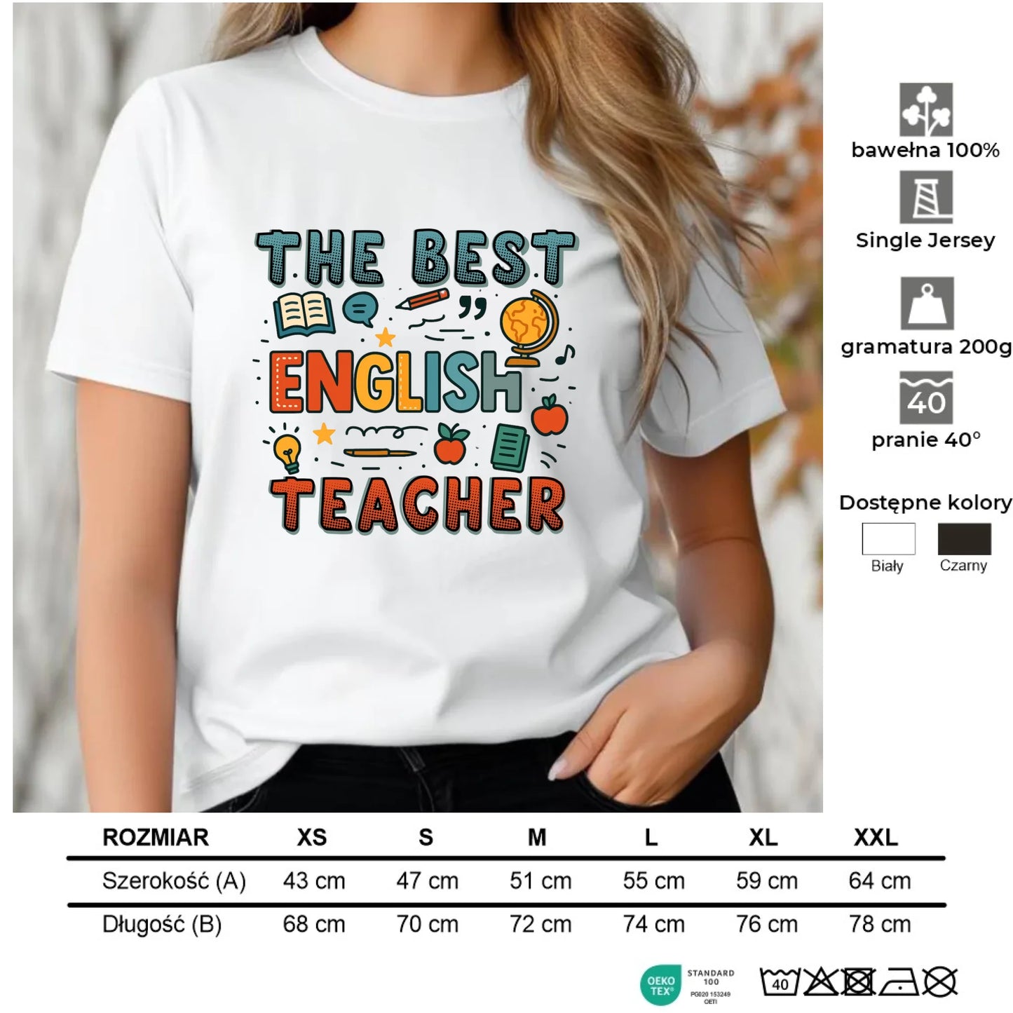 Koszulka damska dla nauczycielki angielskiego - The best english teacher N53 - StoryCups.pl