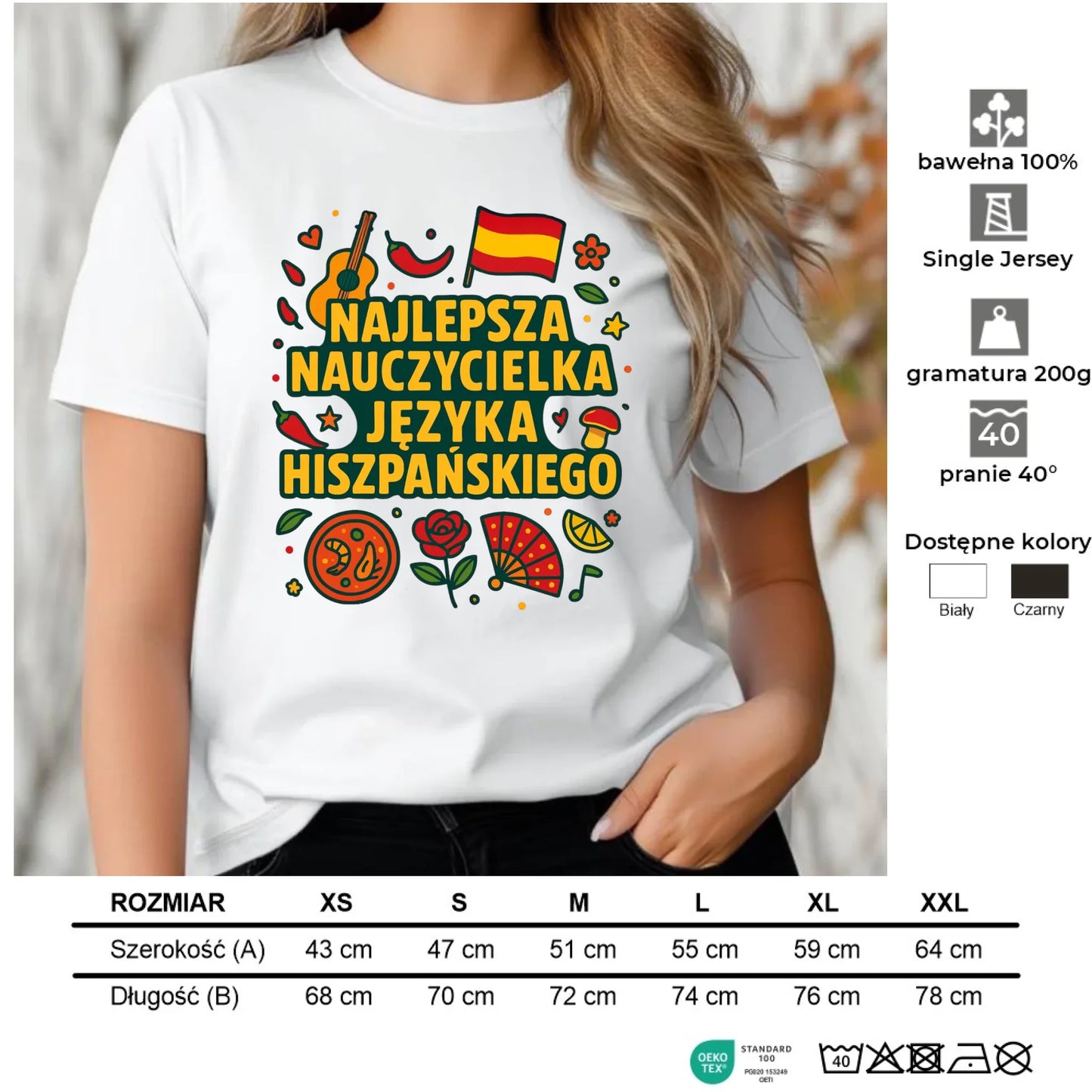 Koszulka damska dla nauczycielki - Najlepsza nauczycielka hiszpańskiego N55 - StoryCups.pl