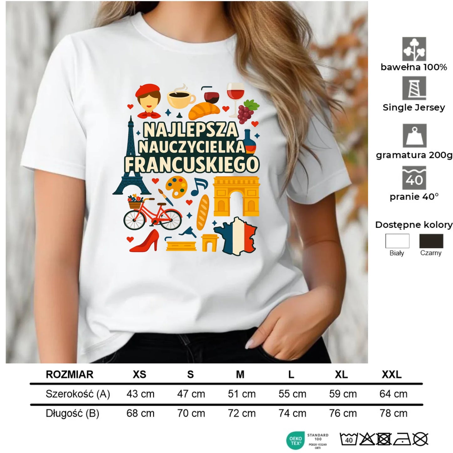 Koszulka damska dla nauczycielki - Najlepsza nauczycielka francuskiego N58 - StoryCups.pl