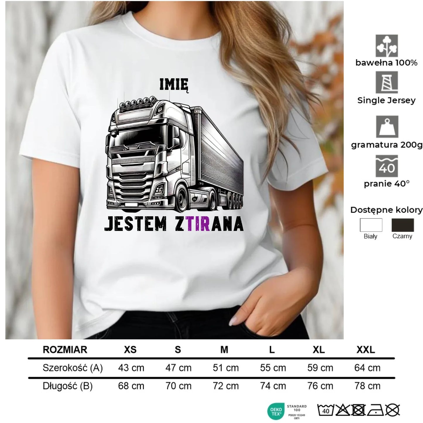 Koszulka damska dla kierowcy tira - Jestem zTIRana - personalizowana ZKT02 - StoryCups.pl