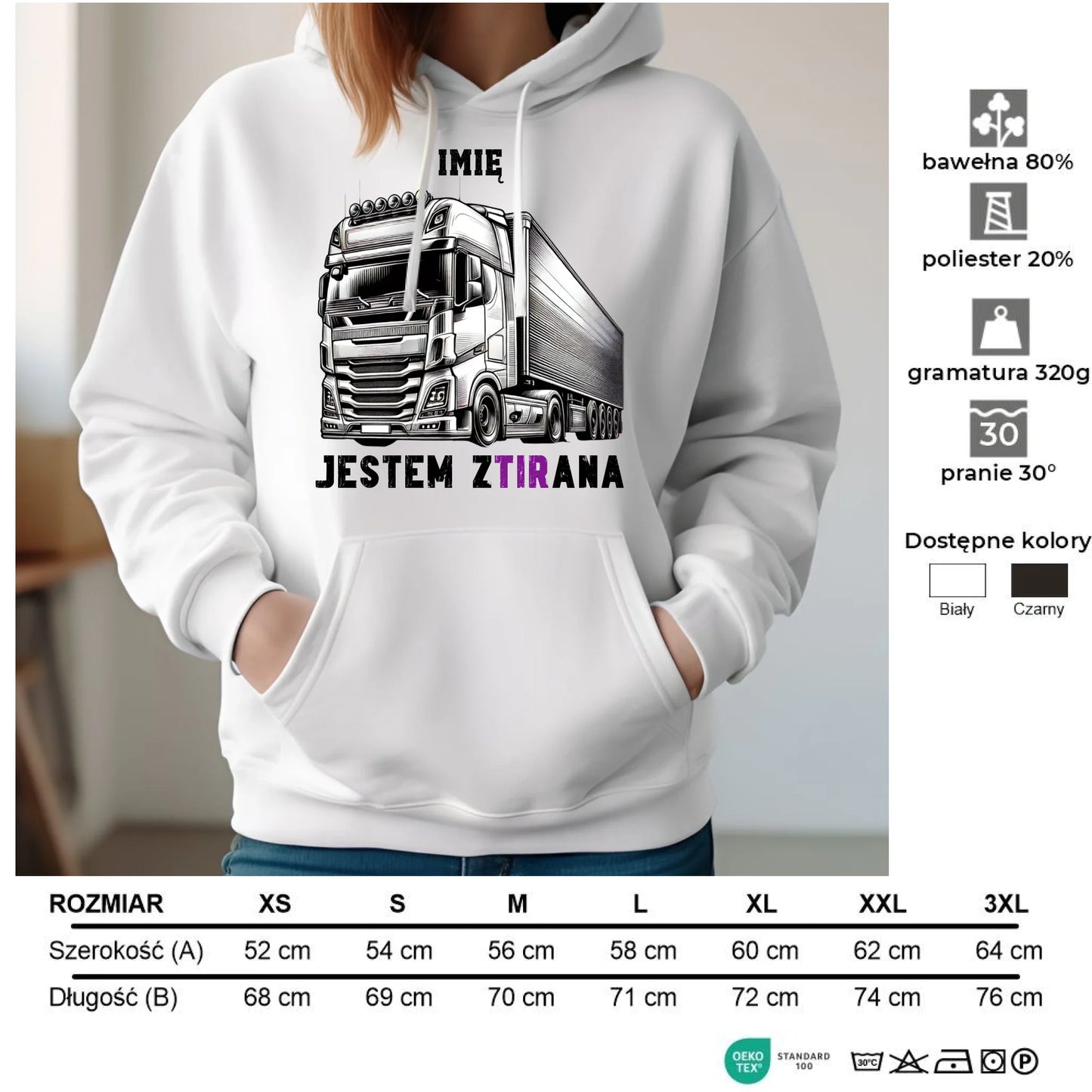 Bluza damska z kapturem dla kierowcy tira - Jestem zTIRana - personalizowana ZKT02 - StoryCups.pl