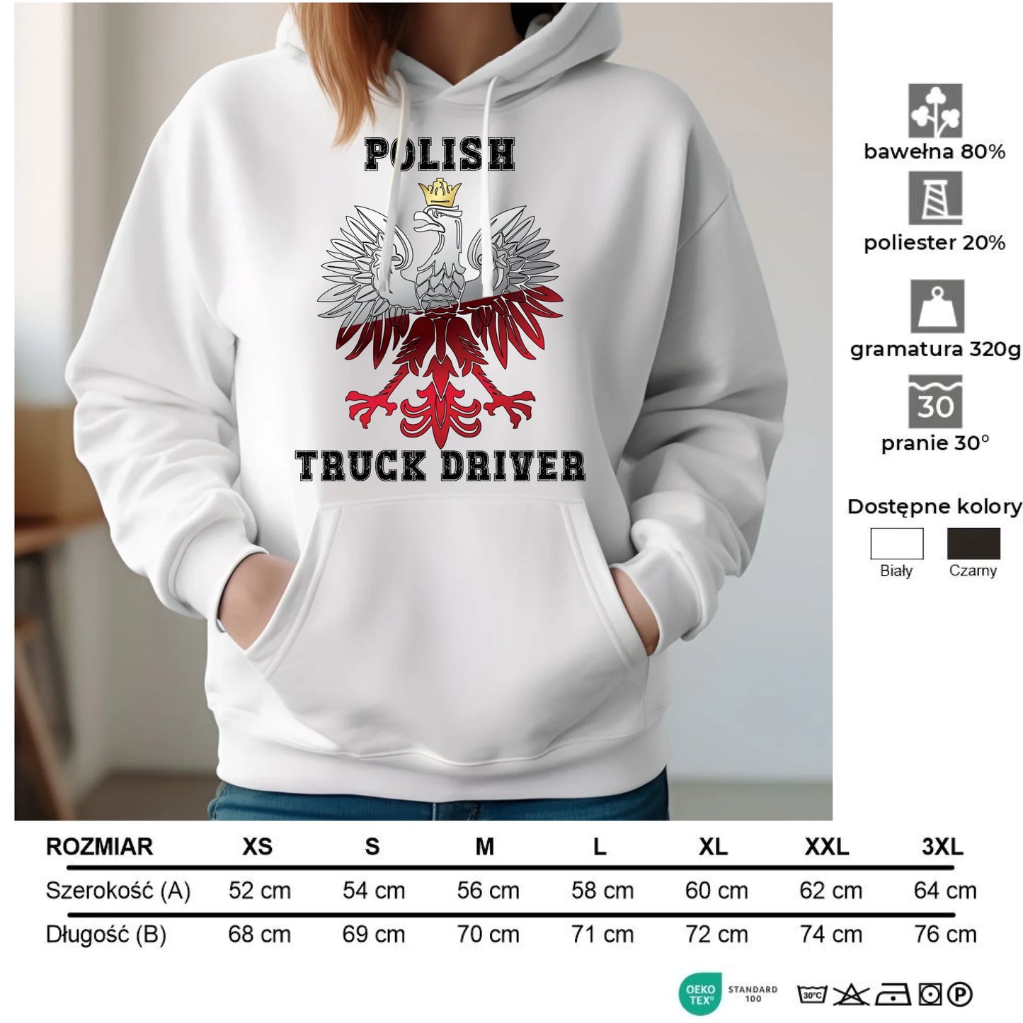 Bluza damska z kapturem dla kierowcy ciężarówki - Polish Truck Driver ZKT06 - StoryCups.pl