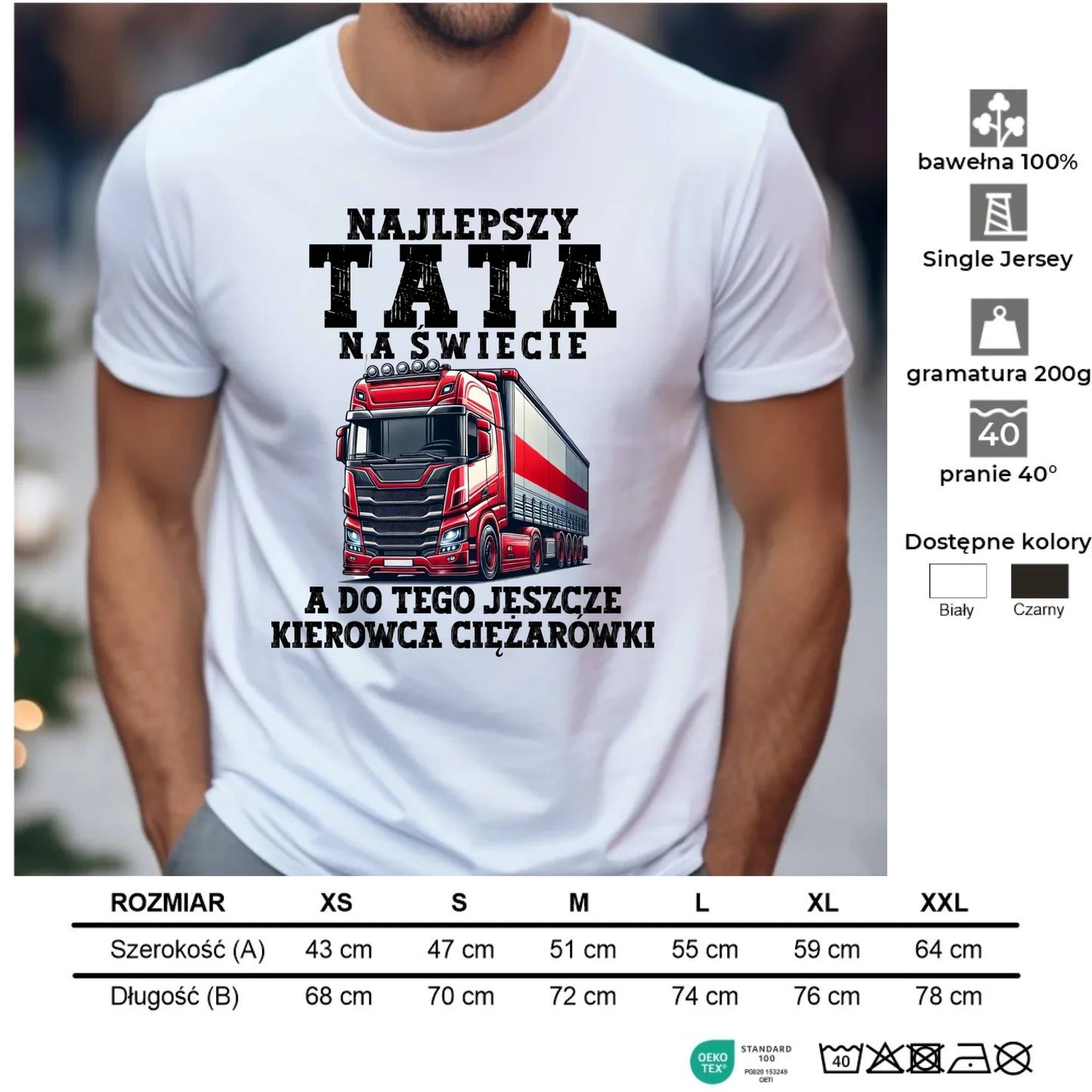 Koszulka męska - Najlepszy tata, a do tego kierowca ciężarówki ZKT09 - StoryCups.pl