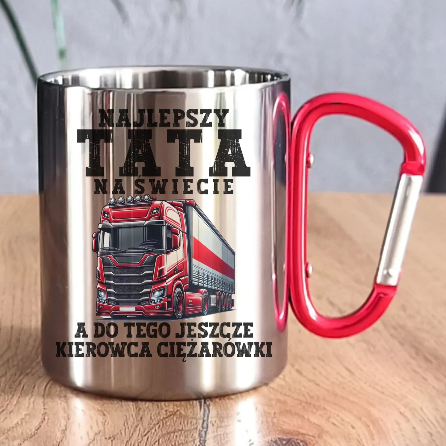 Kubek metalowy - prezent dla taty - Najlepszy tata, a do tego kierowca ciężarówki ZKT09 - StoryCups.pl