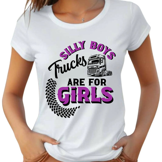 Koszulka damska - kierowca ciężarówki - Silly boys trucks are for girls ZKT11 - StoryCups.pl
