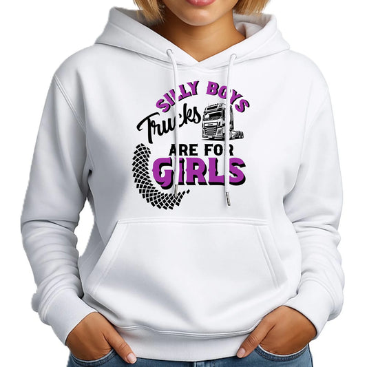 Bluza damska z kapturem - kierowca ciężarówki - Silly boys trucks are for girls ZKT11 - StoryCups.pl