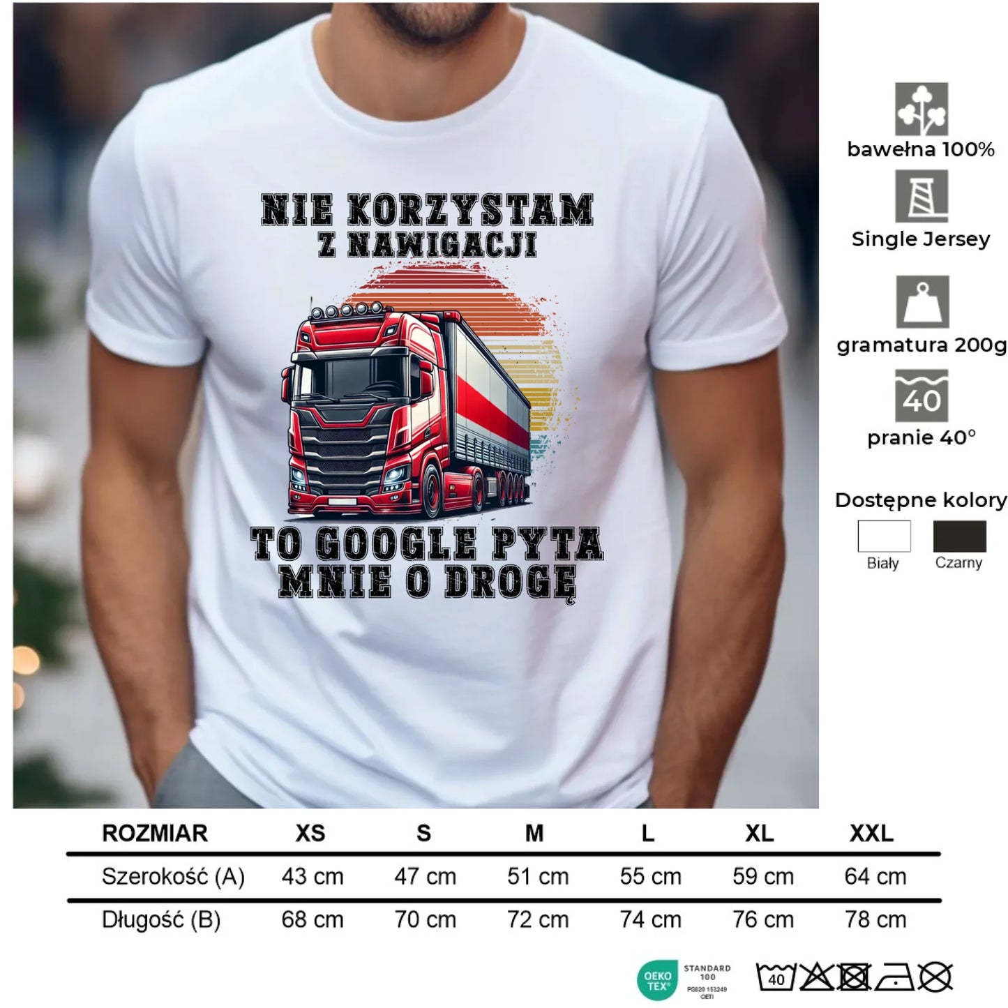 Koszulka męska - kierowca ciężarówki - Google pyta mnie o drogę ZKT10 - StoryCups.pl