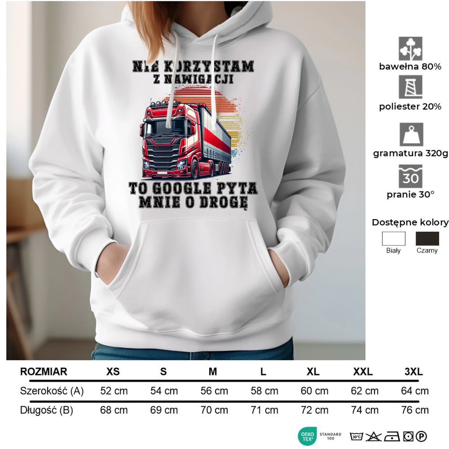 Bluza damska z kapturem - kierowca ciężarówki - Google pyta mnie o drogę ZKT10 - StoryCups.pl