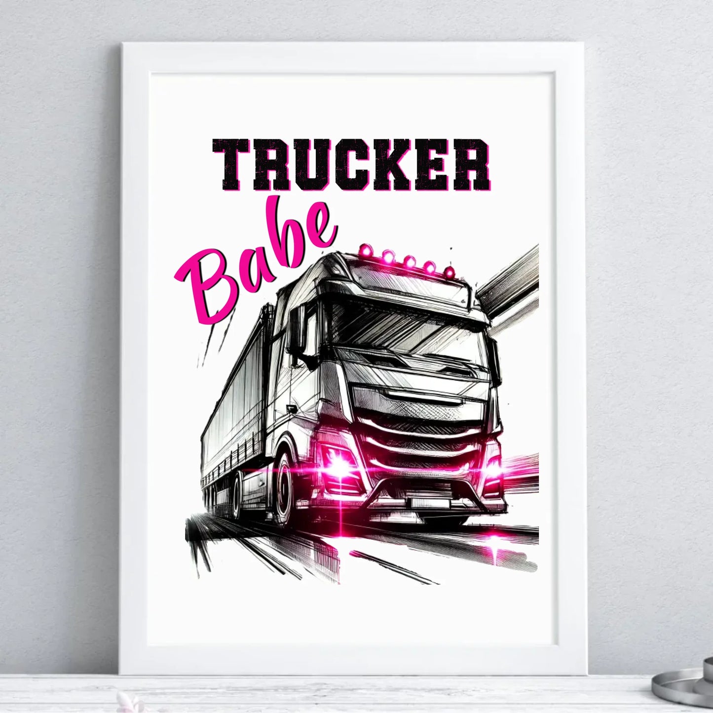 Plakat dla kobiety kierowcy ciężarówki - Trucker Babe ZKT13 - StoryCups.pl