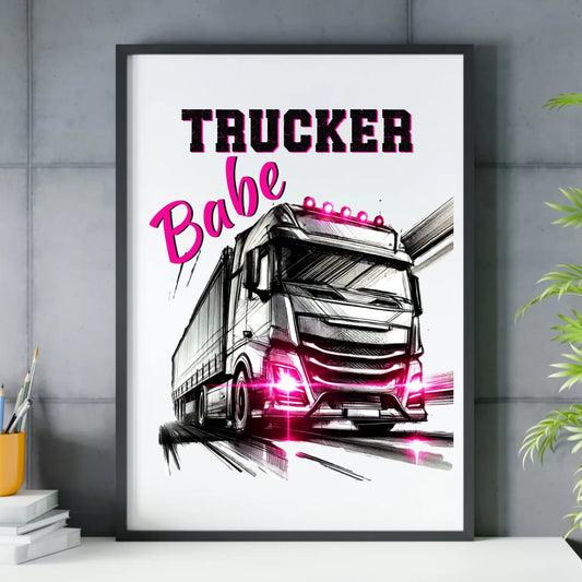 Plakat dla kobiety kierowcy ciężarówki - Trucker Babe ZKT13 - StoryCups.pl