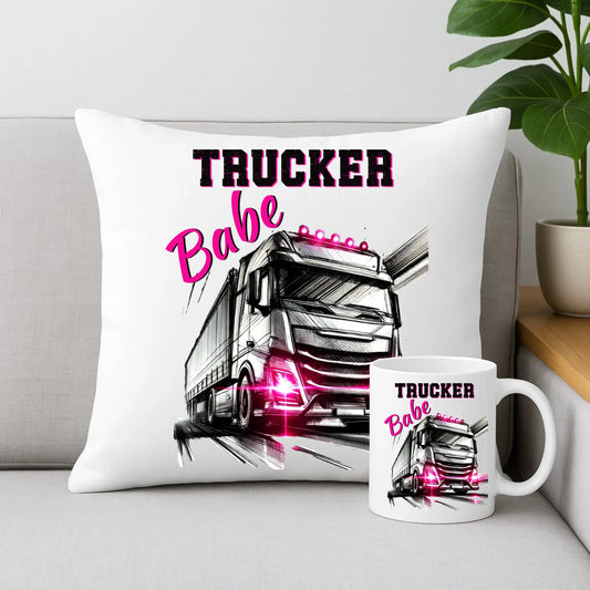 Zestaw poduszka i kubek - kierowca ciężarówki - Trucker Babe ZKT13 - StoryCups.pl