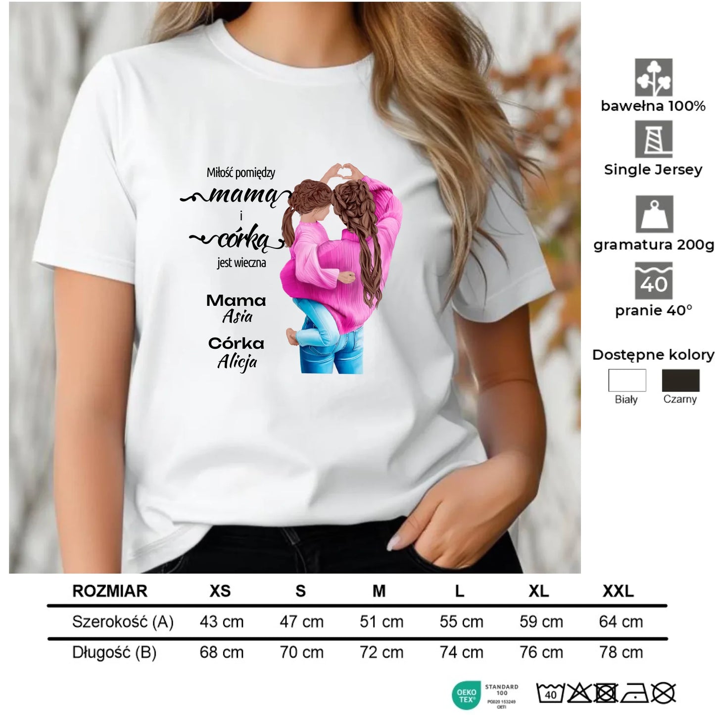 Koszulka damska dla mamy - Mama z córką - personalizowana DM38 - StoryCups.pl