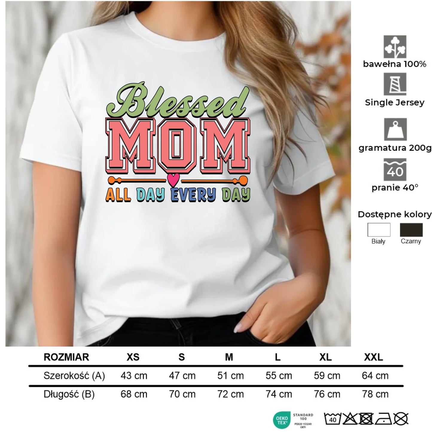 Koszulka damska dla mamy - Mom all day every day DM36 - StoryCups.pl