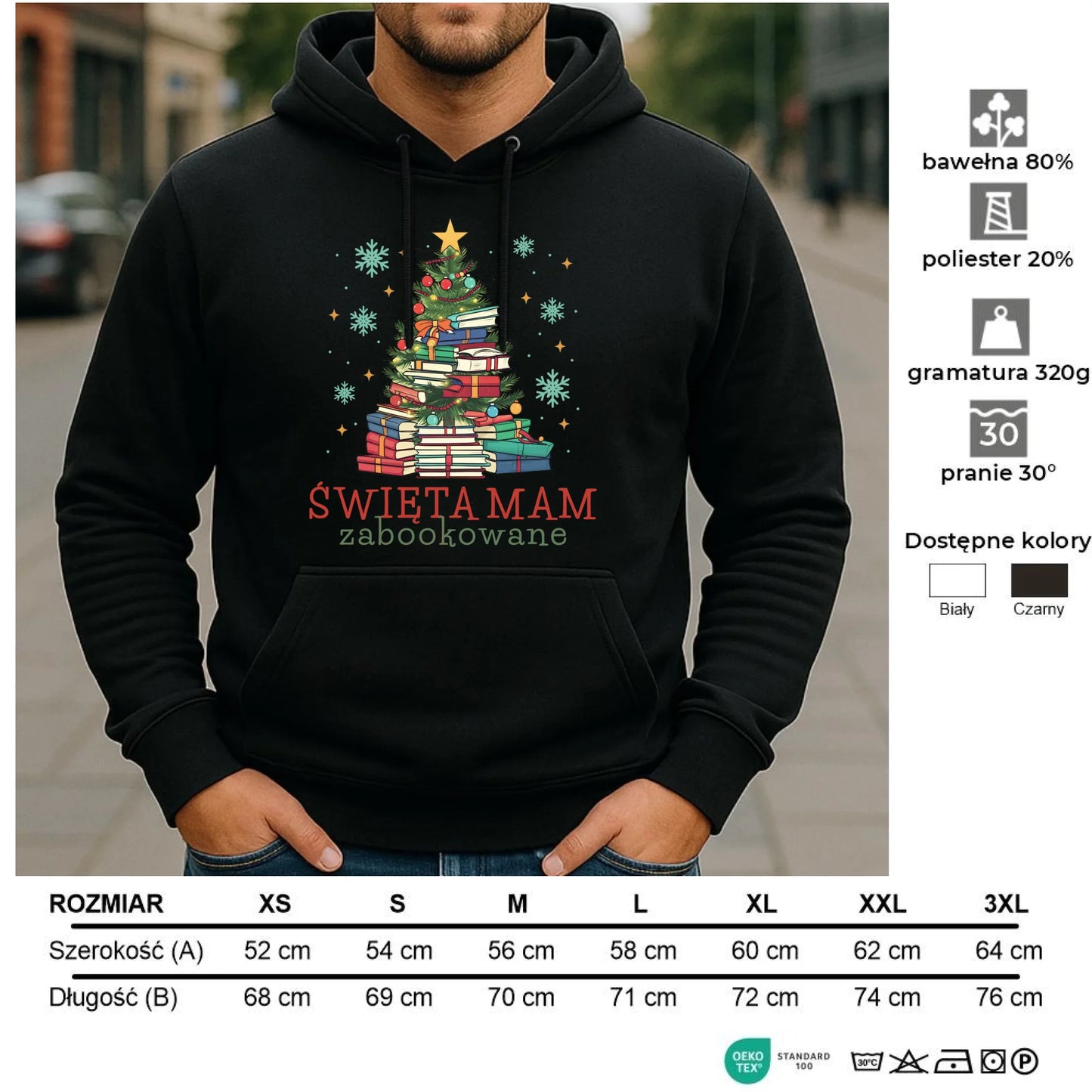 Bluza męska z kapturem świąteczna - Święta mam zabookowane BN05 - StoryCups.pl