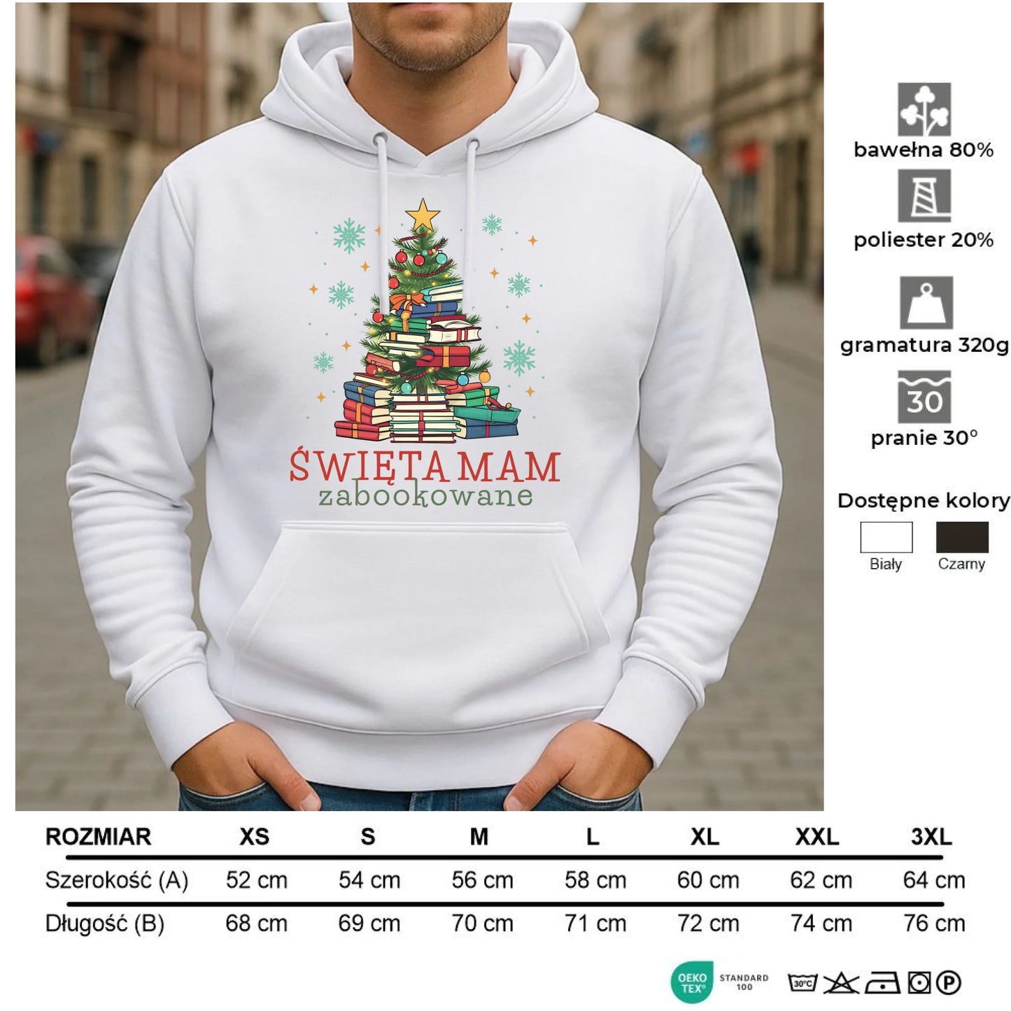 Bluza męska z kapturem świąteczna - Święta mam zabookowane BN05 - StoryCups.pl