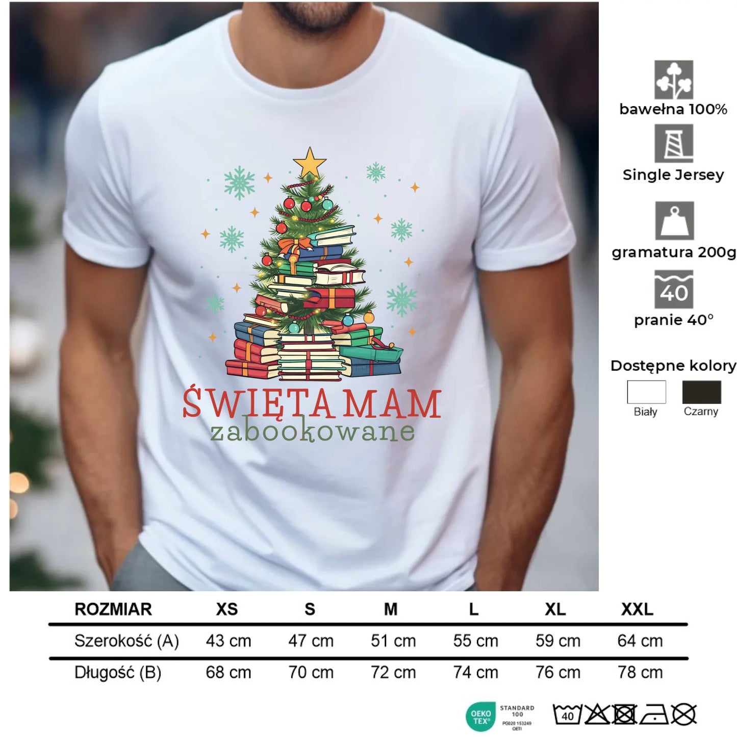 Koszulka męska świąteczna - Święta mam zabookowane BN05 - StoryCups.pl