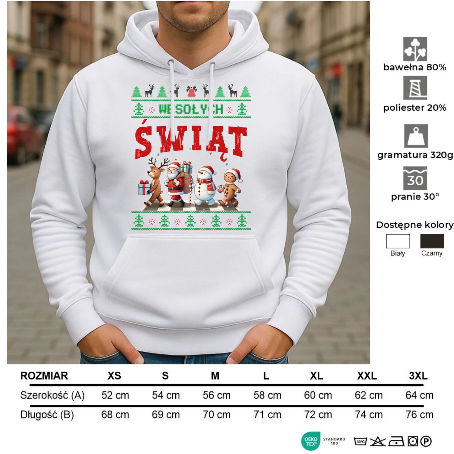 Bluza męska z kapturem świąteczna - Wesołych Świąt BN06 - StoryCups.pl