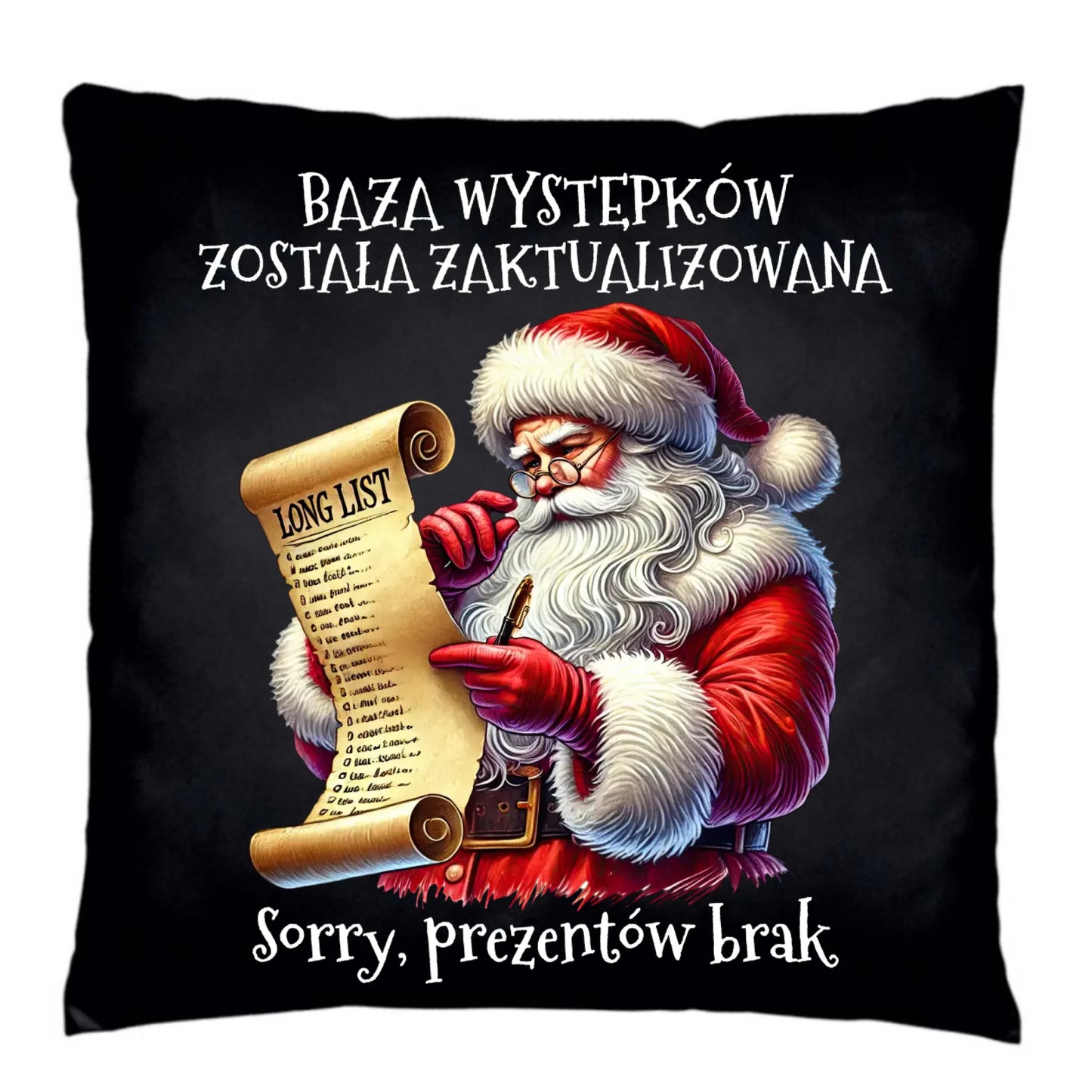 Poduszka dekoracyjna świąteczna z Mikołajem - Prezentów brak BN07 - StoryCups.pl