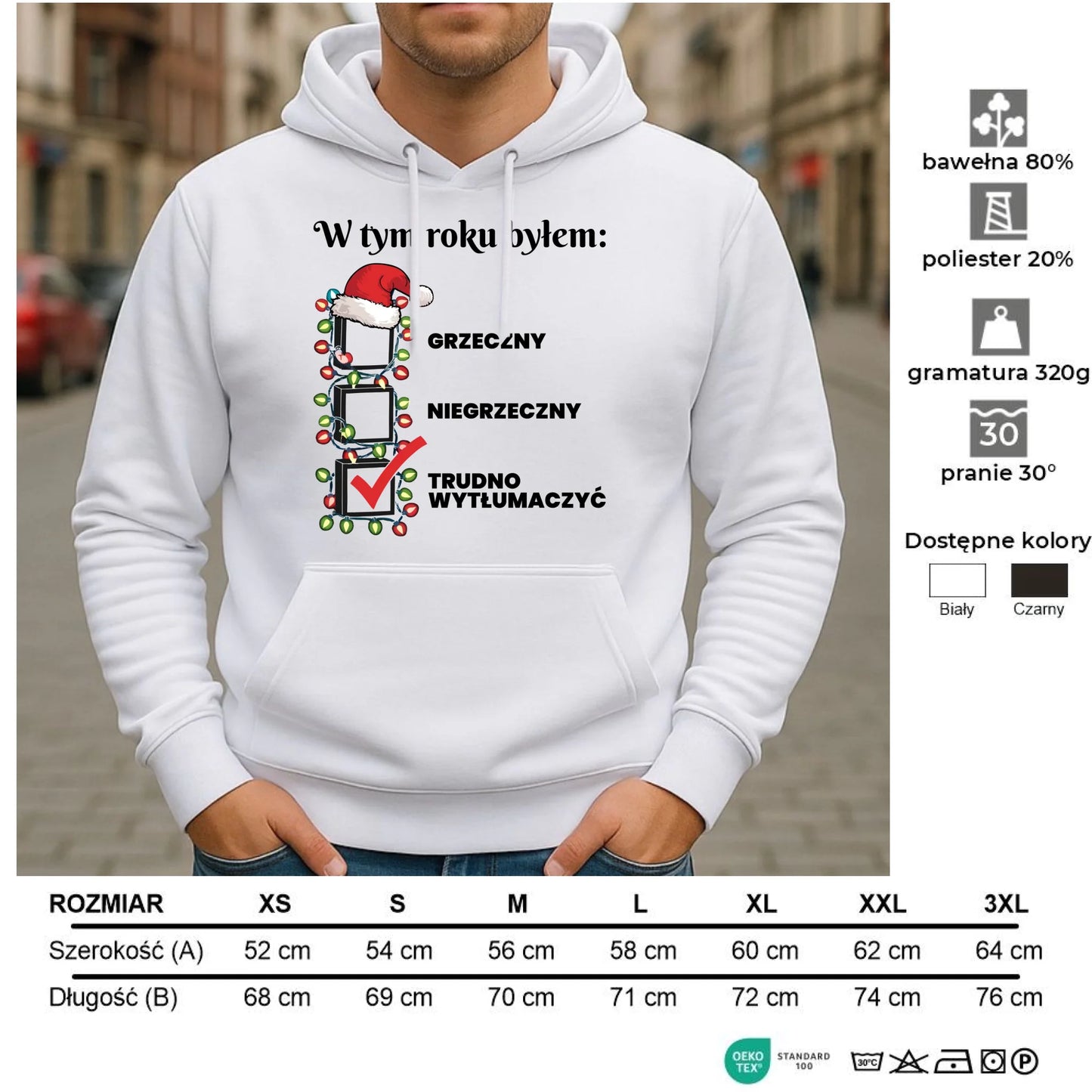 Bluza męska z kapturem na święta - Trudno wytłumaczyć BN134 - StoryCups.pl