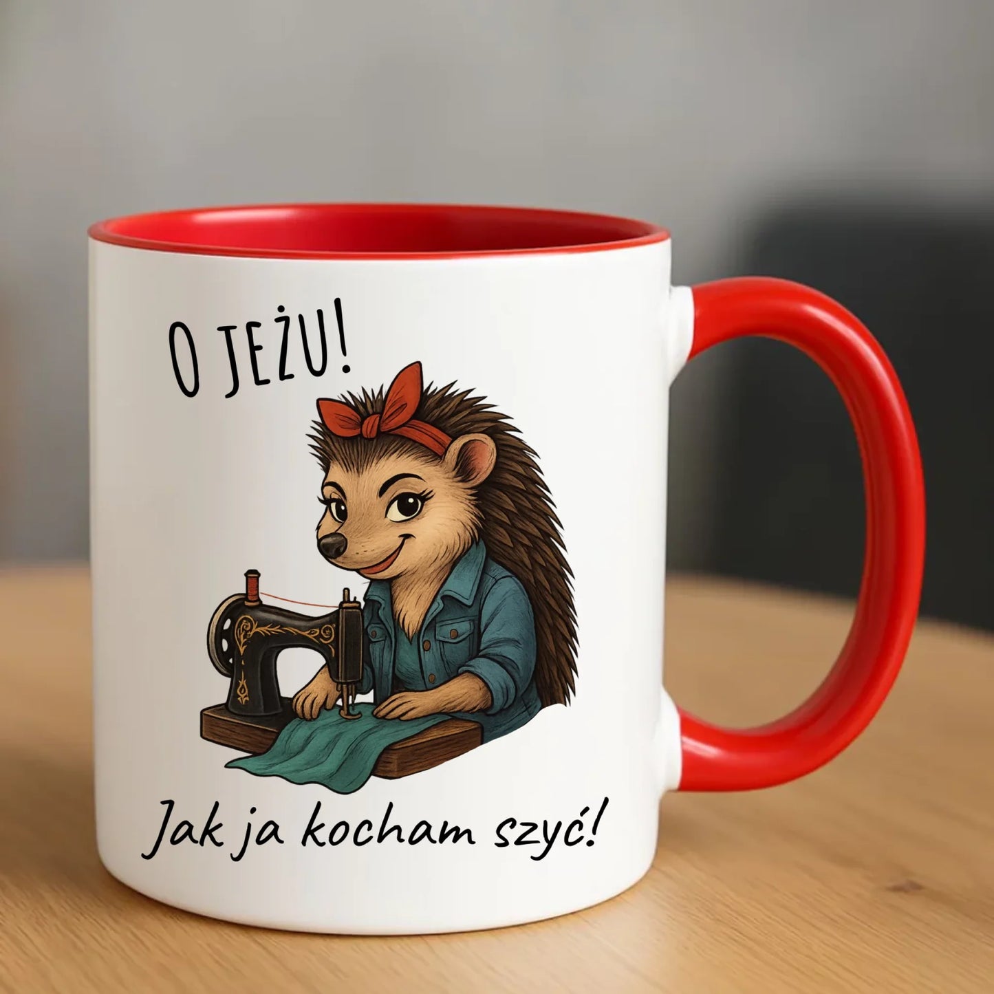 Kubek szyciowy dla krawcowej – O JEŻU! Jak ja kocham szyć! HS09 - StoryCups.pl