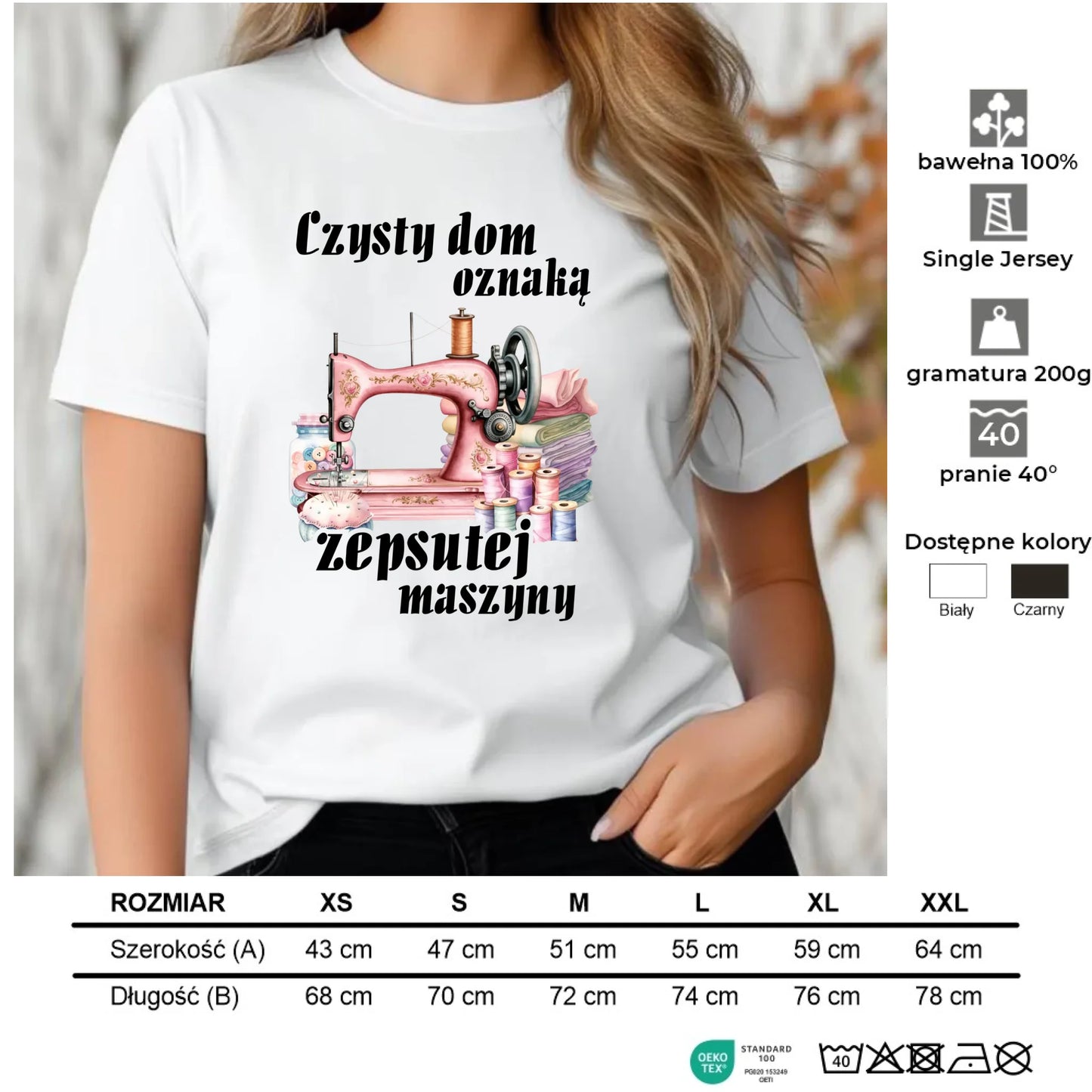 Koszulka damska szyciowa dla krawcowej - Czysty dom oznaką zepsutej maszyny HS15 - StoryCups.pl