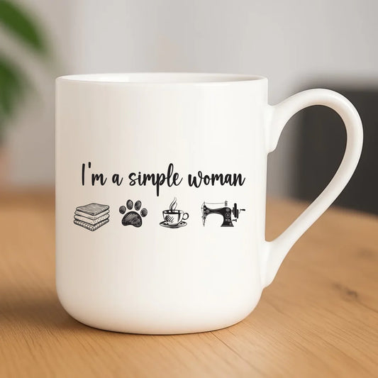 Kubek elegant szyciowy dla krawcowej - I'm a simple woman HS20 - StoryCups.pl
